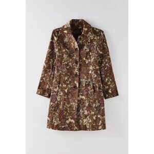 Brocade Jaquard Tapestry Long Jacket Trenchcoat Womens 10 Rare Vintage Art Wear